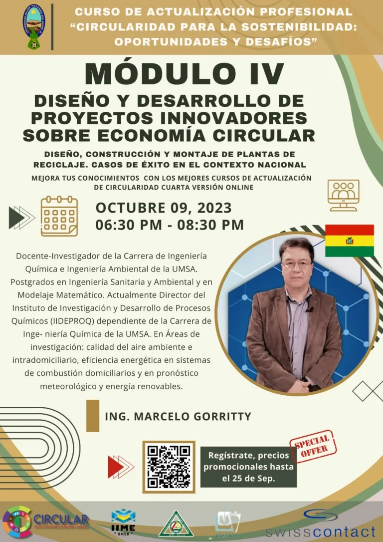 Curso CIRCULARIDAD PARA LA SOSTENIBILIDAD, virtual, inicia el 9/octubre.