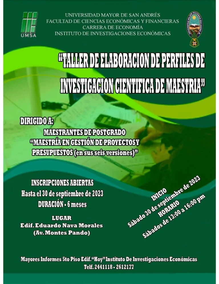 Taller INVESTIGACIÓN CIENTÍFICA DE MAESTRÍA, en La PAz, el 30/sept-