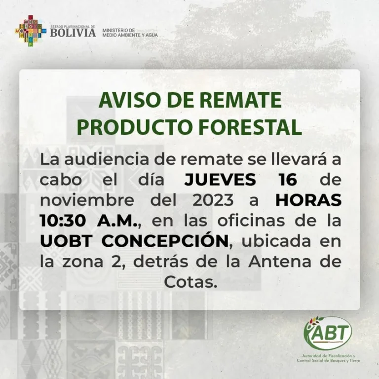 REMATE DE MADERA TIPA, en Santa Cruz, el 16/nov.