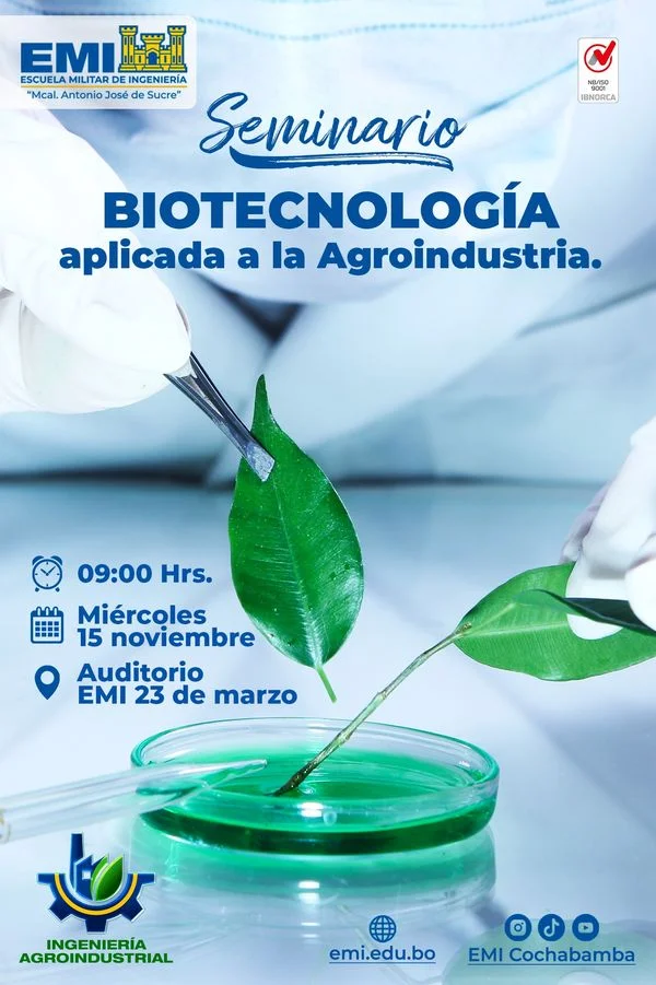 Seminario TECNOLOGÍA – AGROINDUSTRIA, en Cochabamba, el 15/nov.