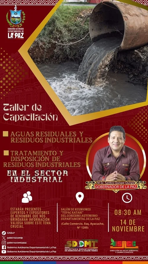 Taller AGUAS RESIDUALES – RESIDUOS INDUSTRIALES, en La Paz, el 14/nov.