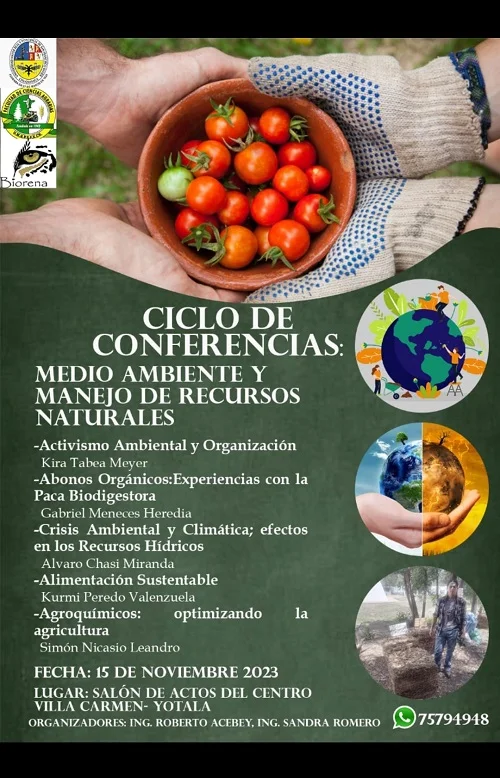 Conferecnias MANEJO RECURSOS NATURALES, en Tarija, el 15/nov