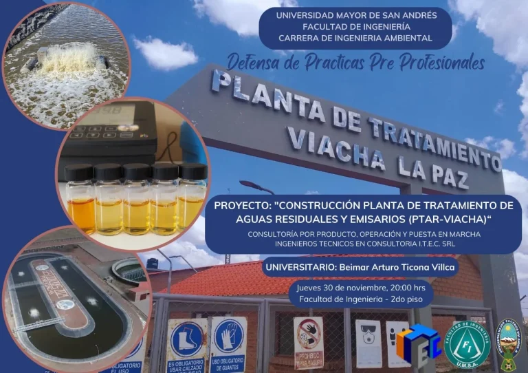 Defensa PROYECTO CONSTRUCCIÓN DE P.T.A.R. – VIACHA, en La Paz, el 30/nov.