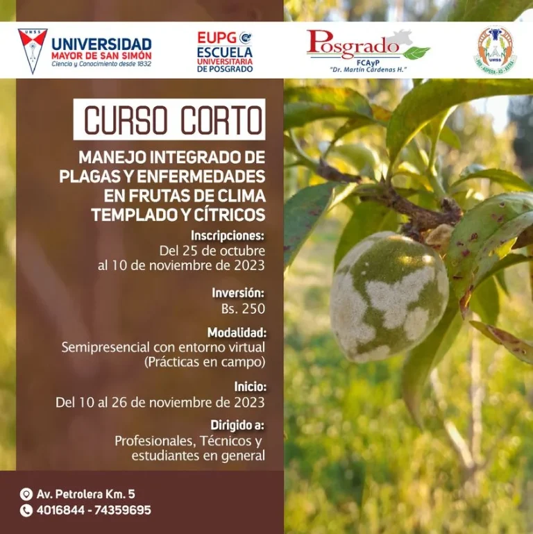 Curso PLAGAS Y ENFERMEDADES EN FRUTAS, en Cochabamba, inscripción al  10/nov.