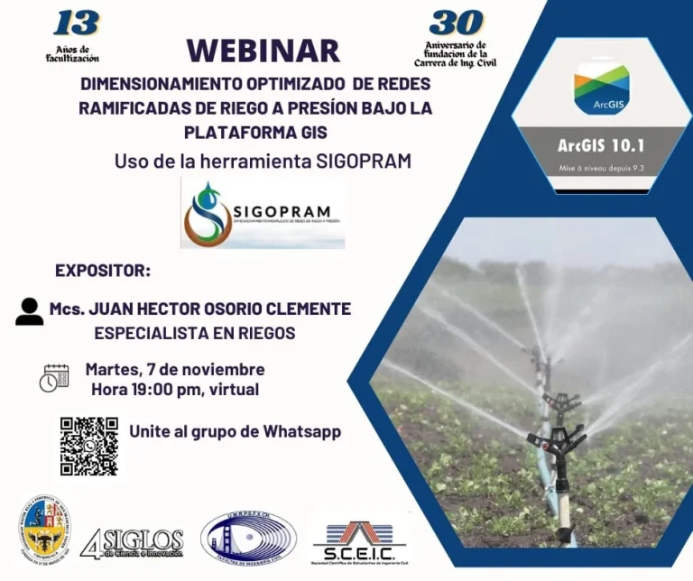 Seminario RIEGO A PRESÍON – SIGOPRAM, virtual, el 7/nov.