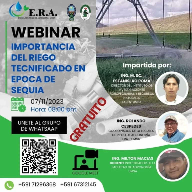 Seminario IMPORTANCIA DEL RIEGO TECNIFICADO, virtual, el 7/nov.