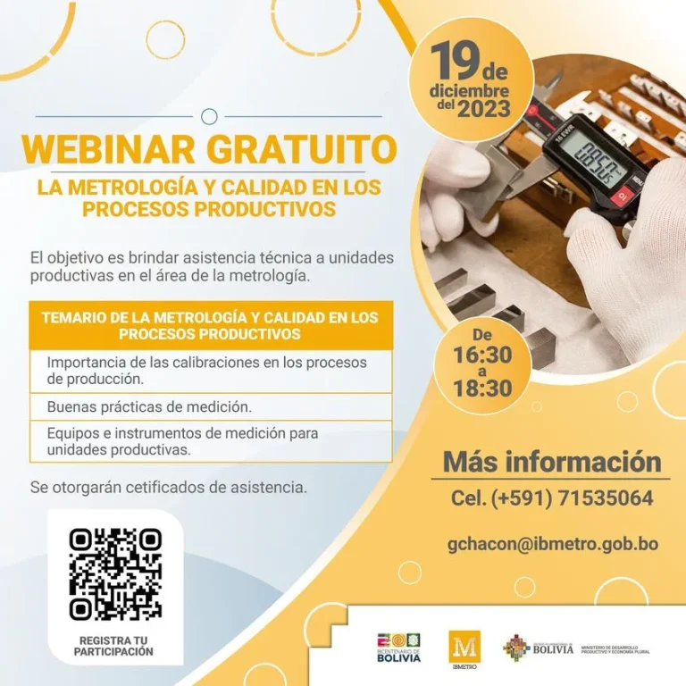 Seminario LA METROLOGÍA Y CALIDAD EN LOS PROCESOS PRODUCTIVOS, virtual, el 19/dic.