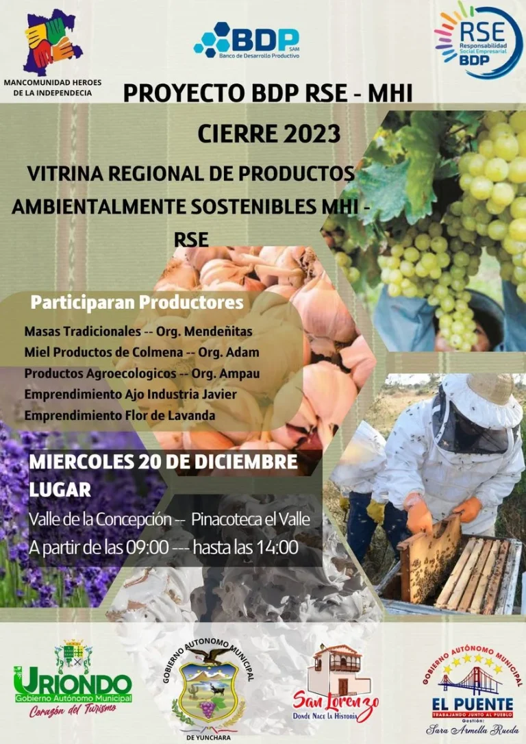 EXPOSICIÓN DE VITRINA REGIONAL DE PRODUCTOS AMBIENTALMENTE SOSTENIBLES, en Tarija, el 20/dic.