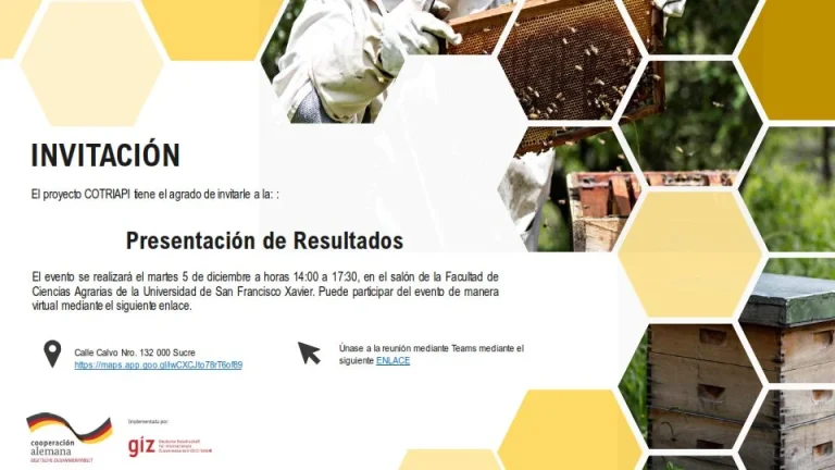 PRESENTACIÓN DE RESULTADOS DEL PROYECTO COTRIAPI, en Chuquisaca, el 5/dic.