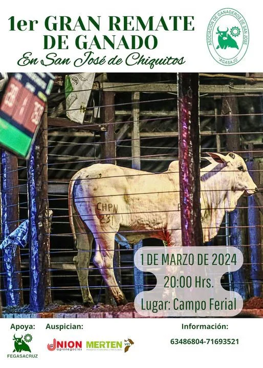 REMATE DE GANADO, en Santa Cruz, el 1-marzo.