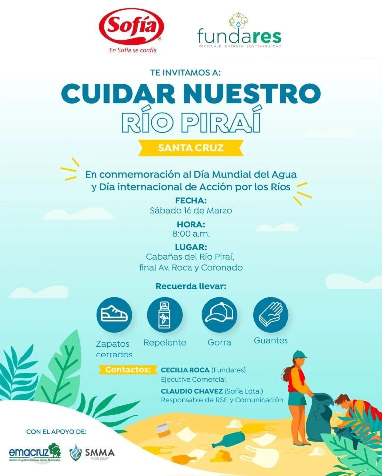 CAMPAÑA DE LIMPIEZA – RÍO PIRAÍ, Santa Cruz, el 16-marzo