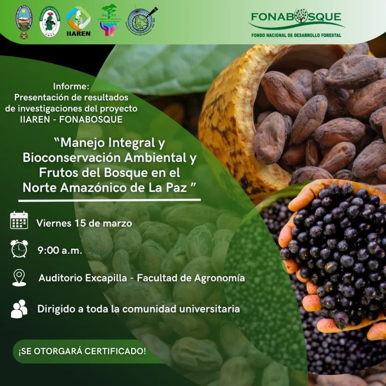Presentación MANEJO INTEGRAL Y BIOCONSERVACIÓN EN EL NORTE AMAZÓNICO DE LA PAZ, en La Paz, el 15-marzo