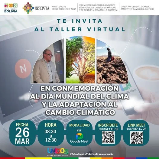 Taller DÍA MUNDIAL DEL CLIMA Y LA ADAPTACIÓN AL CAMBIO CLIMÁTICO, virtual, el 26-marzo
