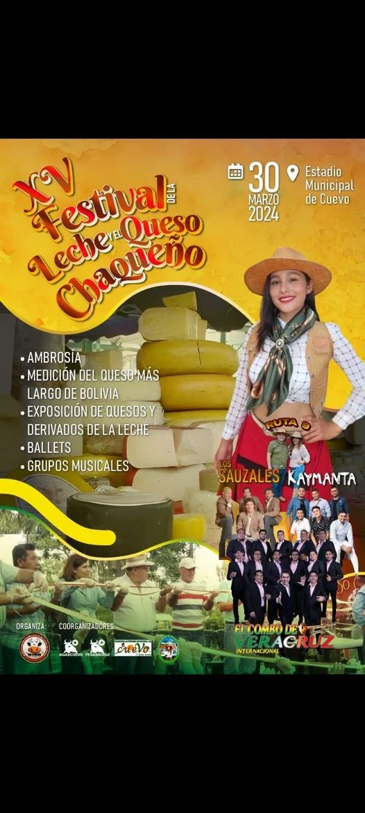 FESTIVAL DE LA LECHE Y EL QUESO CHAQUEÑO, en Santa Cruz, el 30-marzo
