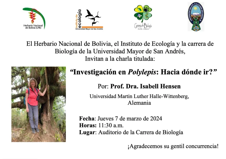 Charla sobre GÉNERO CYRTANDRA y POLYLEPIS, en La Paz, el 7-marzo