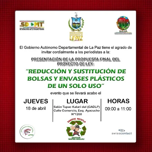 Presentación PROYECTO DE LEY DEPARTAMENTAL, en La Paz, el 18-abril