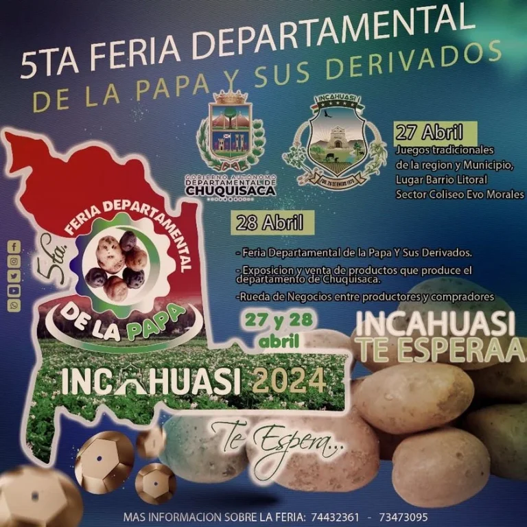 FERIA DEPARTAMENTAL DE LA PAPA, en Chuquisaca, el 27 y 28-abril