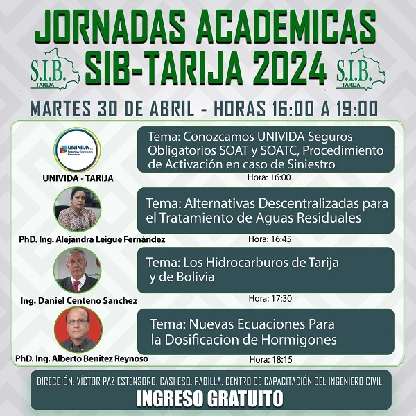 JORNADAS ACADÉMICAS SIB-TARIJA, en Tarija, el 29 y 30-abril