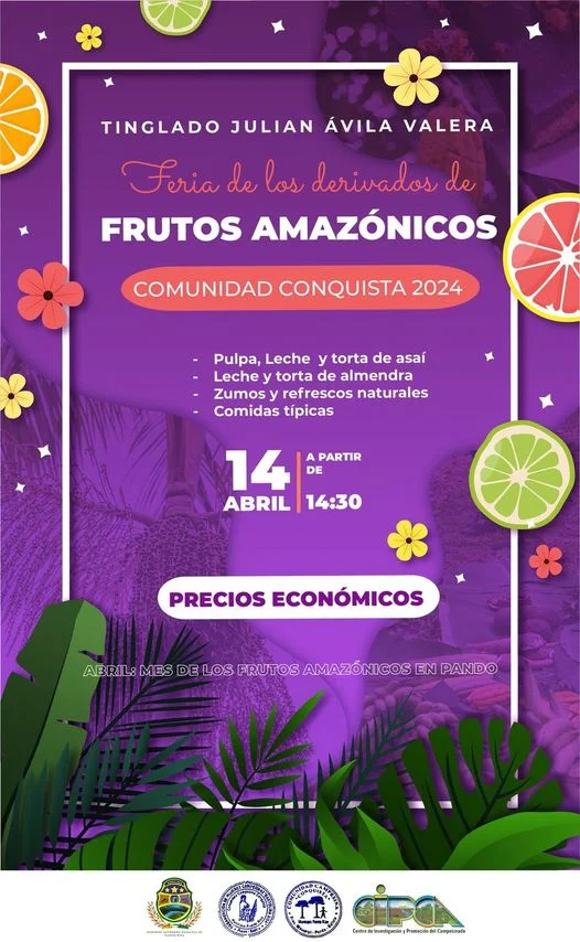 Feria DERIVADOS DE FRUTOS AMAZÓNICOS, en Pando, el 14-abril