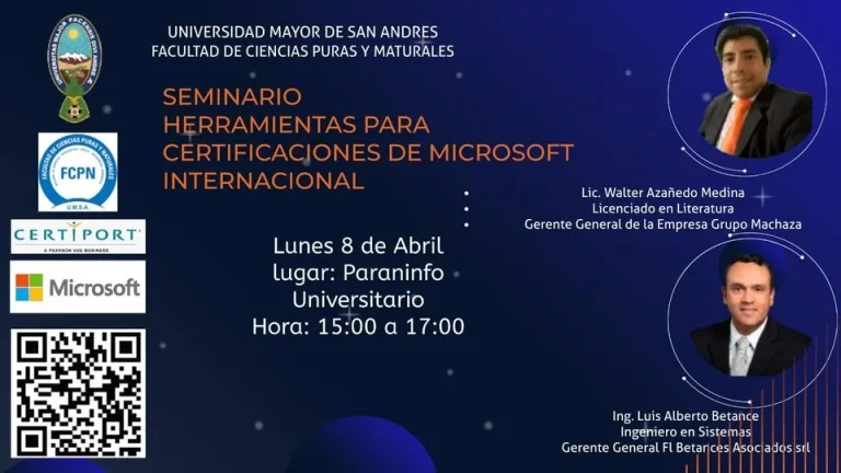 Seminario HERRAMIENTAS PARA CERTIFICACIONES DE MICROSOFT, en La Paz, el 8-abril