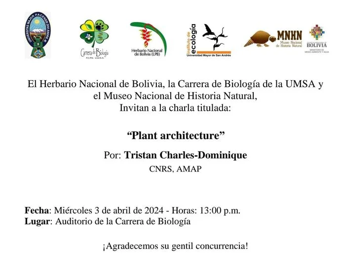 Charla PLANT ARCHITECTURE, en La Paz, el 3-abril
