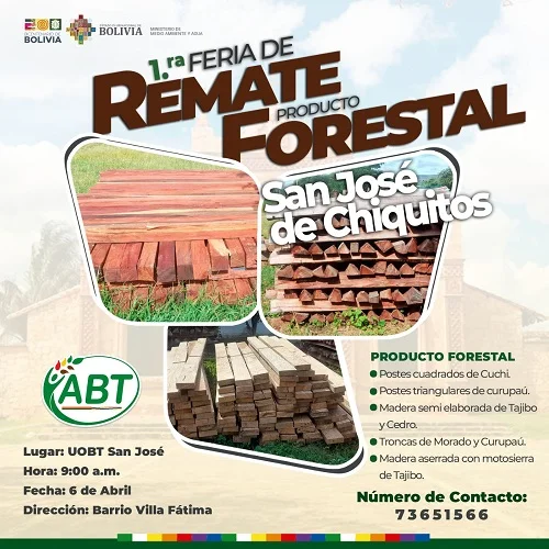 REMATE DE PRODUCTO FORESTAL, en Santa Cruz, el 6-abril