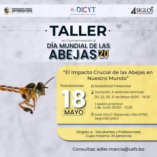 Taller EL IMPACTO CRUCIAL DE LAS ABEJAS EN NUESTRO MUNDO, en Chuquisaca, el 18-mayo