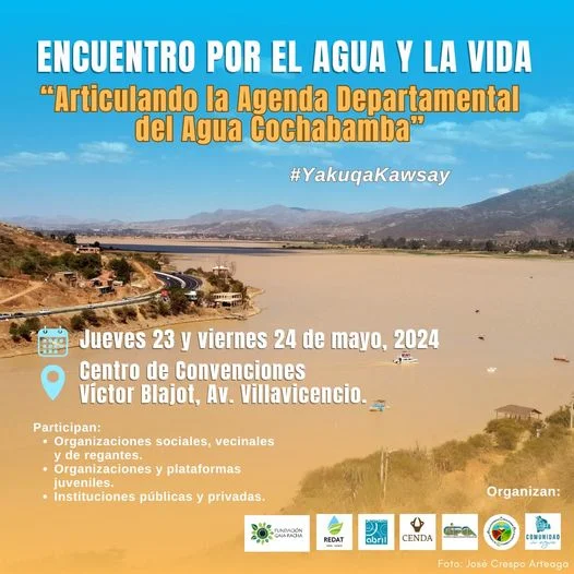 ENCUENTRO POR EL AGUA Y LA VIDA, en Cochabamba, el 23-mayo