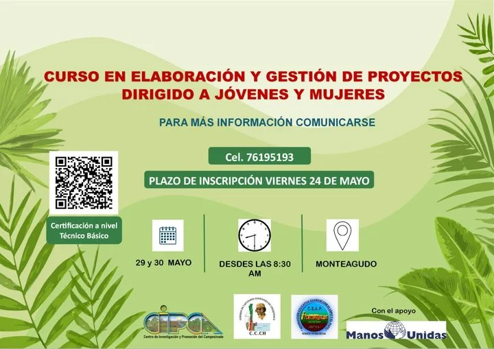 Curso ELABORACIÓN Y GESTIÓN DE PROYECTOS, en Chuquisaca, el 29 y 30-mayo