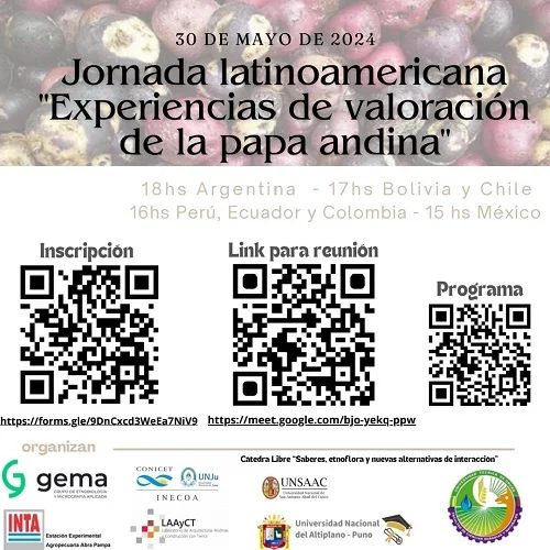 Jornada EXPERIENCIA DE VALORACIÓN DE LA PAPA ANDINA, virtual, el 30-mayo
