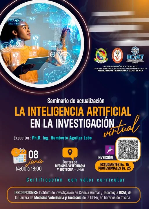 Seminario LA INTELIGENCIA ARTIFICIAL EN LA INVESTIGACIÓN, virtual, el 8-junio