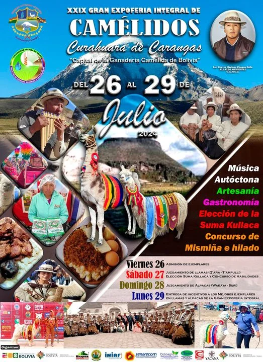 EXPOFERIA DE CAMÉLIDOS CURAHUARA DE CARANGAS 2024, en Oruro, hasta el 29-julio.