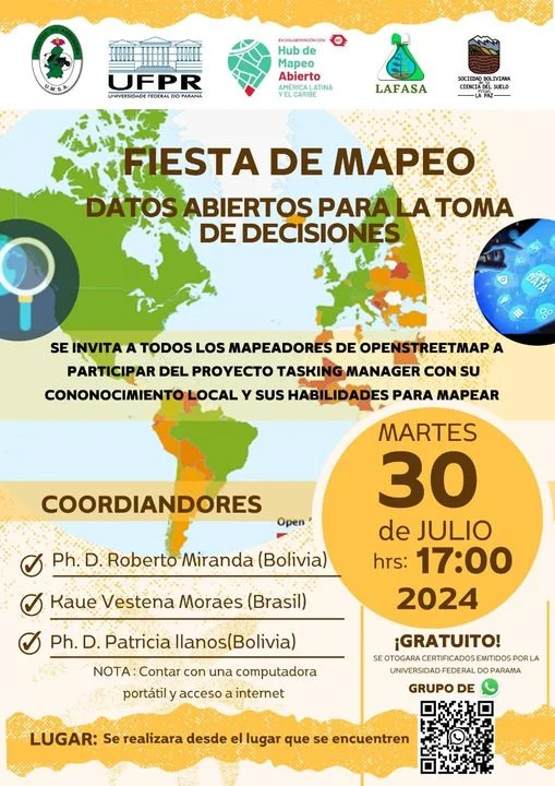 Invitación FIESTA DE MAPEO, en La Paz, el 30-julio