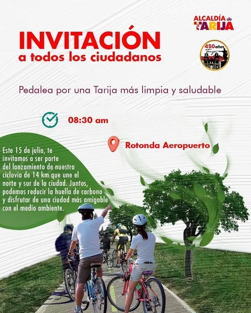 Construcción de 6.5 Km de CICLOVÍAS, en Tarija, el 15-julio