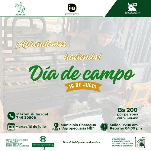 DÍA DE CAMPO EN AGROPECUARIA HB, en Santa Cruz, el 16-julio