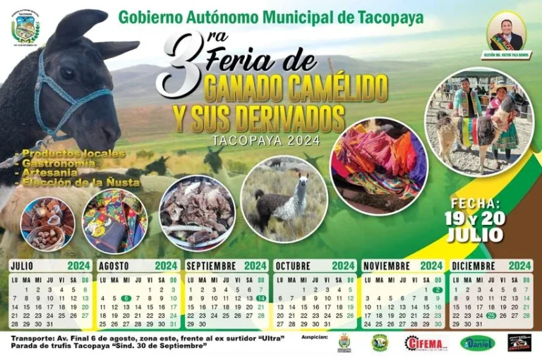 FERIA DE GANADO CAMÉLIDO Y SUS DERIVADOS, en Cochabamba, el 19 y 20-julio