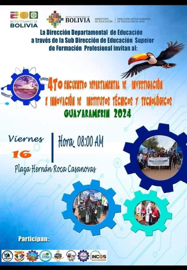 ENCUENTRO DEP. DE INVESTIGACIÓN E INNOVACIÓN DE INST. TÉCNICOS, en Beni, el 14-agosto