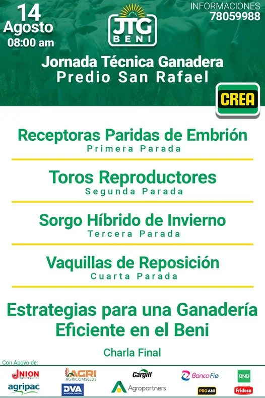 JORNADA TÉCNICA GANADERA, en Beni, el 14-agosto