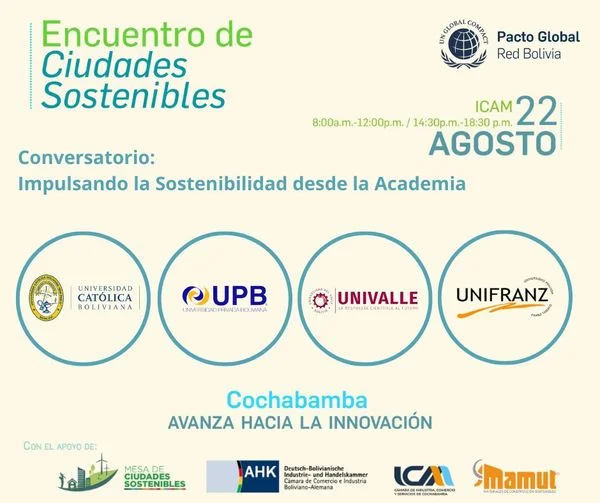 Conversatorio ENCUENTRO DE CIUDADES SOSTENIBLES, en Cochabamba, el 22-agosto