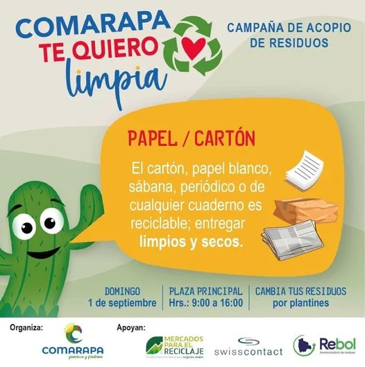 Campaña ACOPIO DE RESIDUOS, en Santa Cruz, el 1-sept.