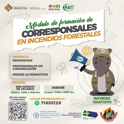 Taller CORRESPONSAL DE INCENDIOS, en Santa Cruz, 30 y 31-agosto