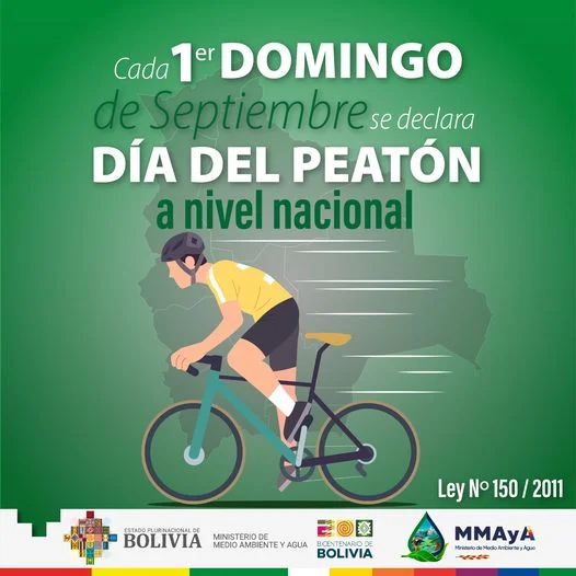 DÍA NACIONAL DEL PEATÓN Y DEL CICLISTA EN DEFENSA DE LA MADRE TIERRA, nacional, 1-sept.