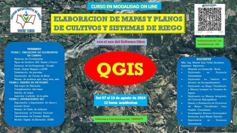 Curso ELABORACIÓN DE MAPAS Y PLANOS DE CULTIVOS Y SISTEMAS DE RIEGO, virtual, del 7 al 10-agosto