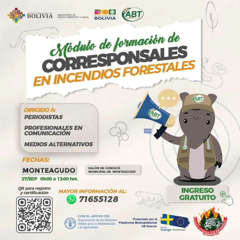 Capacitación CORRESPONSALES EN INCENDIOS FORESTALES, en Chuquisaca, el 27-sept.