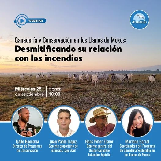 Seminario GANADERÍA Y CONSERVACIÓN EN LOS LLANOS DE MOXOS, virtual, el 25-sept.
