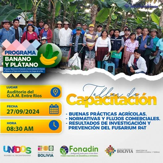 Taller de capacitación PROGRAMA NACIONAL DE BANANO, en Cochabamba, el 27-sept.