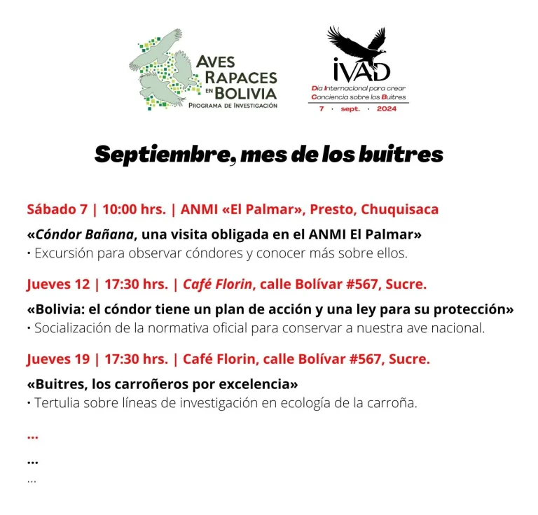 Charla BOLIVIA: EL CÓNDOR TIENE UN PLAN DE ACCIÓN, en Chuquisaca el 12-sept.