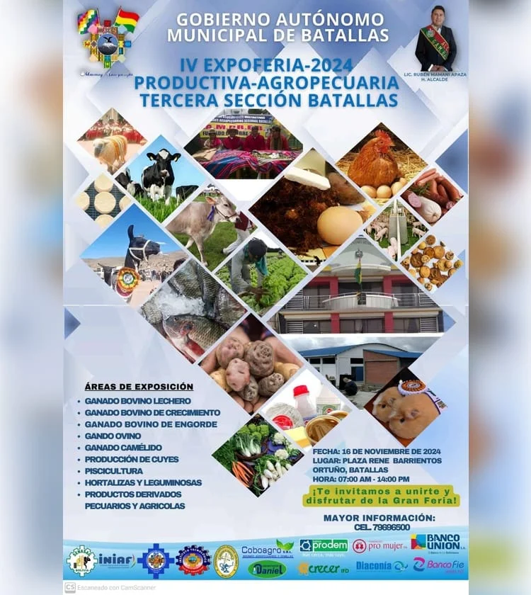 EXPOFERIA PRODUCTIVA AGROPECUARIA, en Batallas – La Paz, el 16-nov.