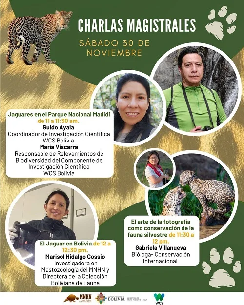 Charlas FESTIVAL DEL JAGUAR, en La Paz, el 30-nov.