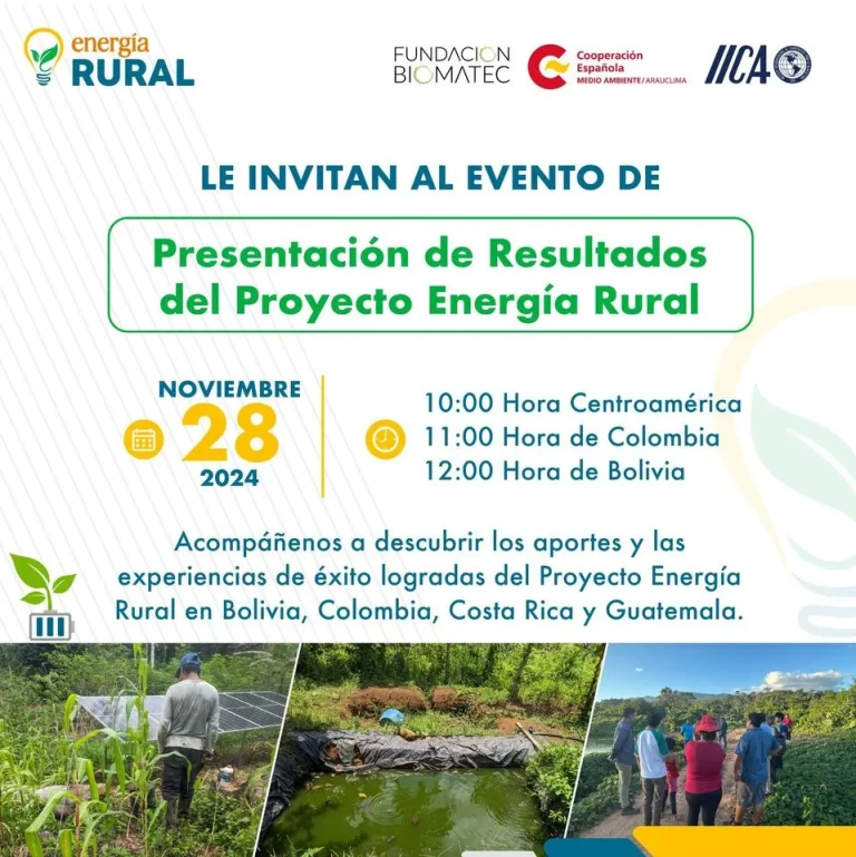 Presentación de resultados del PROYECTO ENERGÍA RURAL, virtual, el 28-nov.